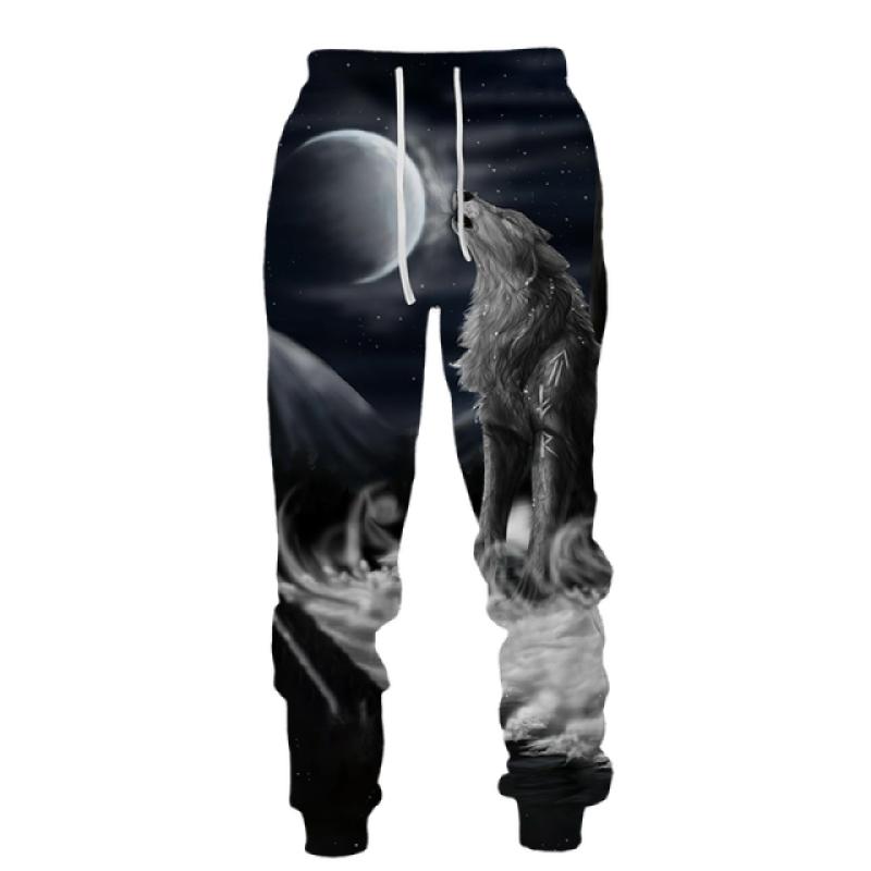 Повседневные брюки с 3D принтом волка, мужская спортивная одежда, длинные брюки, мужские уличные спортивные штаны, мужские брюки в стиле хип-хоп