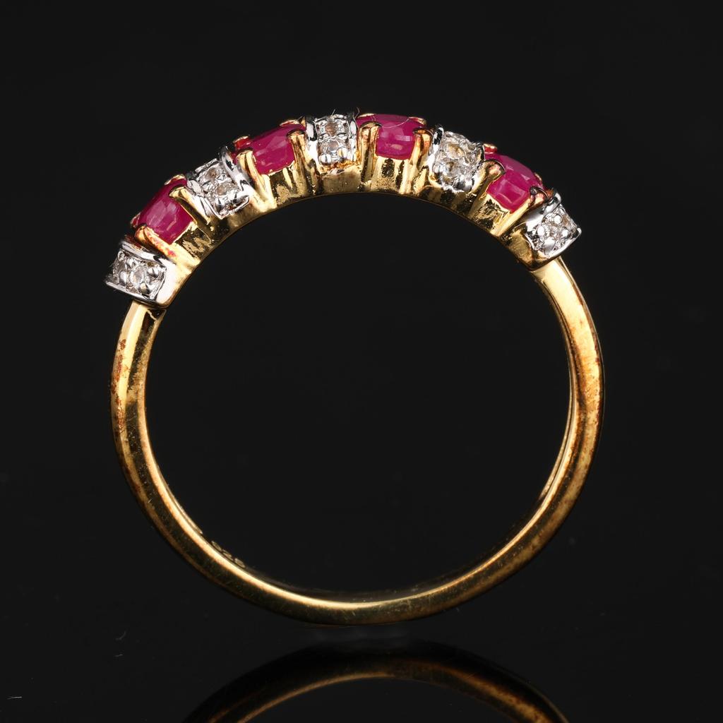 925 Silver Oval Gemstone Ring Ruby Emerald White Topaz Gold Plated Women Jewelry