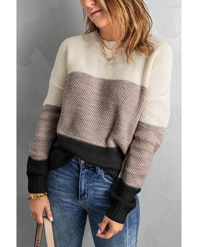 Azura Exchange Netted Texture Pullover Sweater