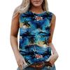 Женская повседневная футболка без рукавов с круглым вырезом и гавайским принтом