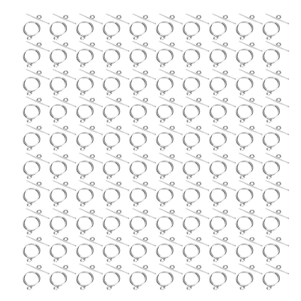 100 Sets Toggle Clasps Alloy 2mm OT Buckle DIY Jewelry Making Supplies for Necklace Bracelet