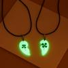 Handmade Glow-in-Dark Clover Pendants 2pc- Couples Necklace with Real Dried Four-Leaf Clovers - Minimalist Luminous for Music Fests