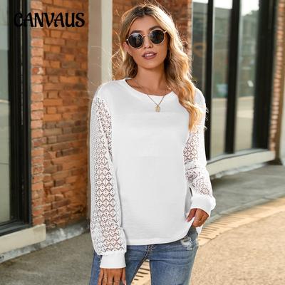 Плюс Размер Женский Осенний Длинный Рукав Круглый Вырез Повседневный Свободный Трикотажный Топ