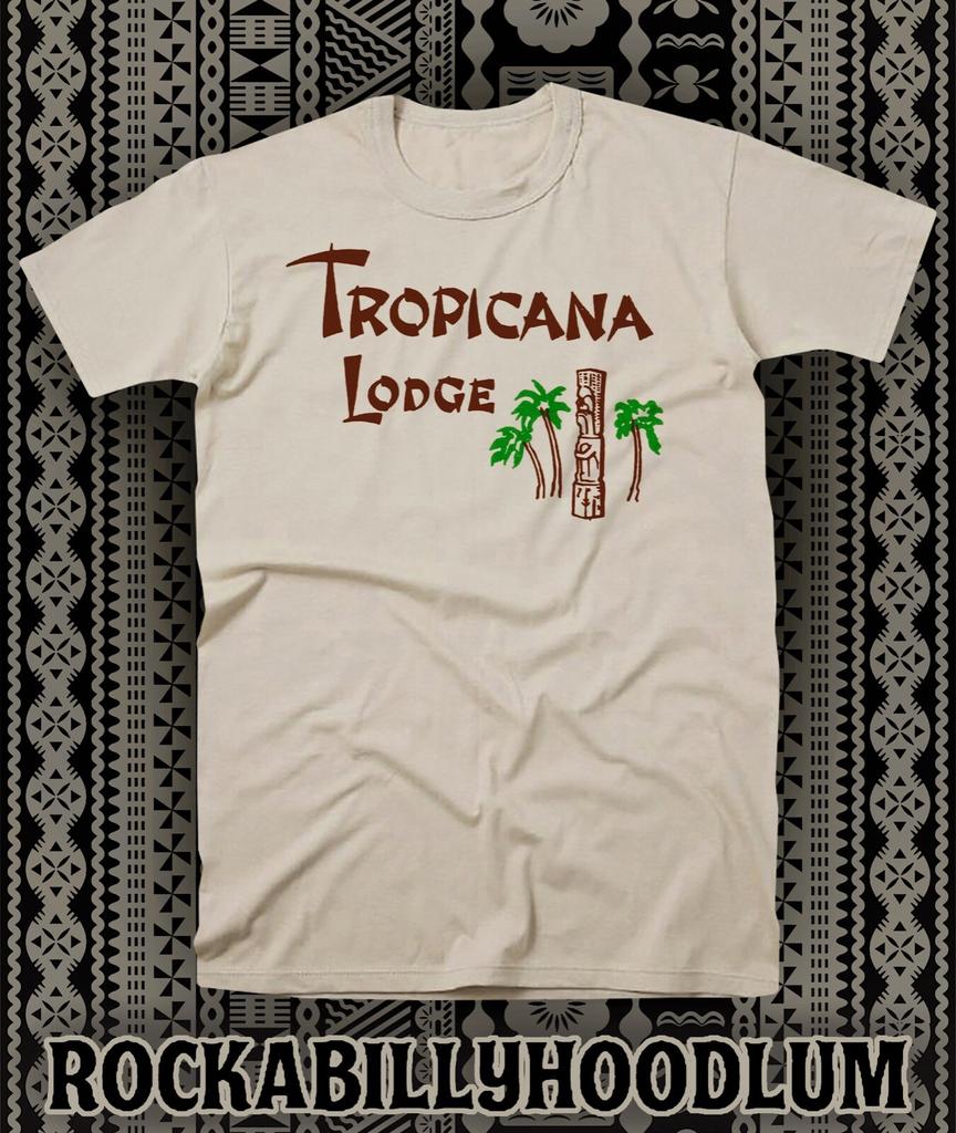 Ретро Тики Арт Футболка Хлопковая Кружка Бар Ресторан Tropicana Lodge Фресно Калифорния