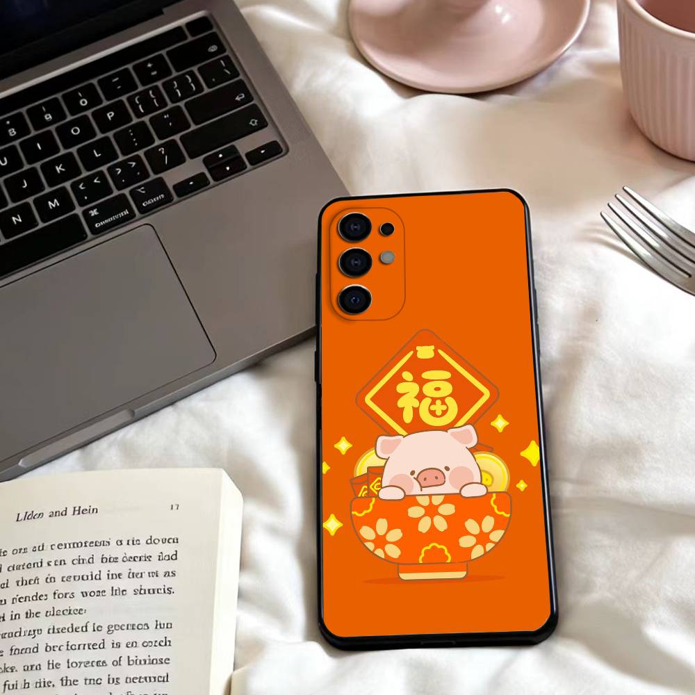 Чехол для телефона LuLu the piggy для Samsung S25,24,23,22,30,21,10,9,Ultra,Plus,Lite,FE,4,5 G Мягкий черный чехол