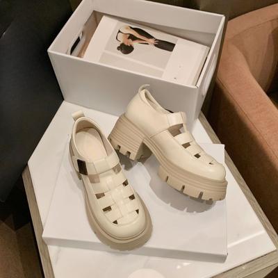 Сандалии Кожаные Туфли Толстая Подошва Одиночные Туфли