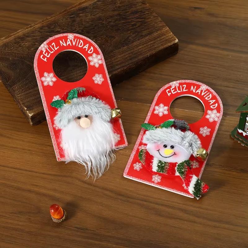 Christmas Decoration Home Christmas Cartoon Door Handle Pendant Santa Claus Snowman Elk Merry Christmas Home Door Decoration