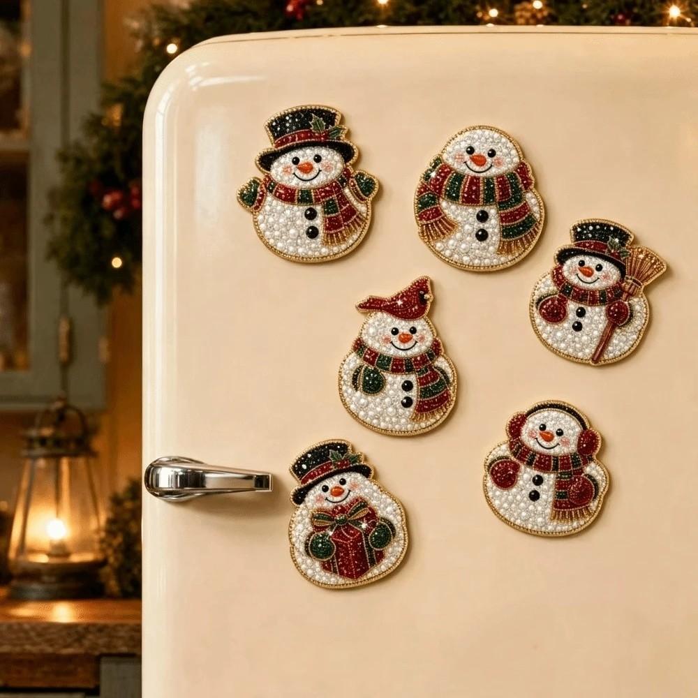 6Pcs Leave No Residue Christmas Painting Soft Rubber Refrigerator Magnets Holiday