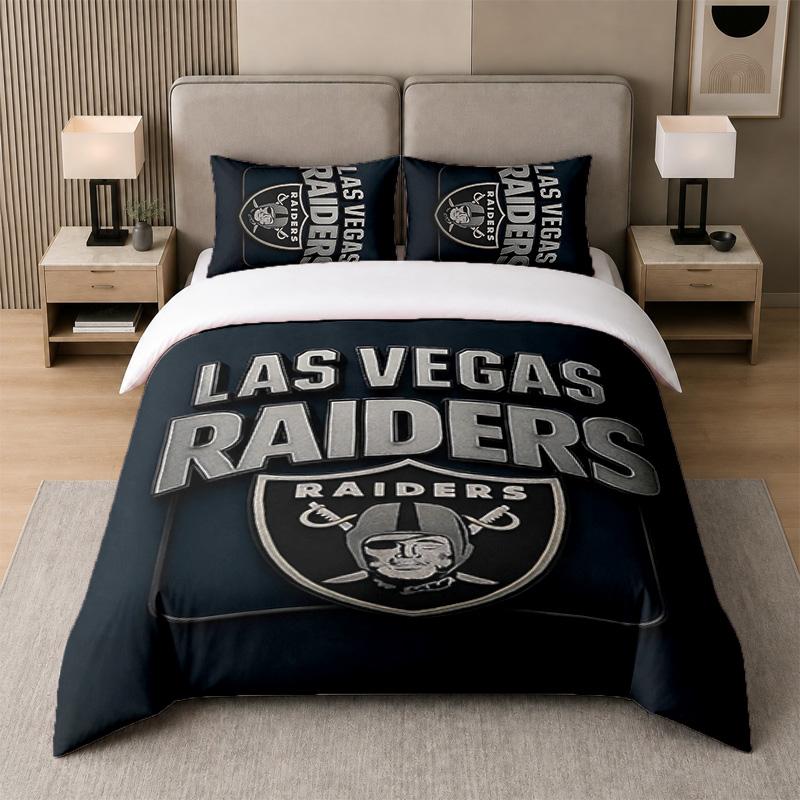 3 шт. Комплект постельного белья Las Vegas Raiders Мягкая простыня и две наволочки Декор для спальни