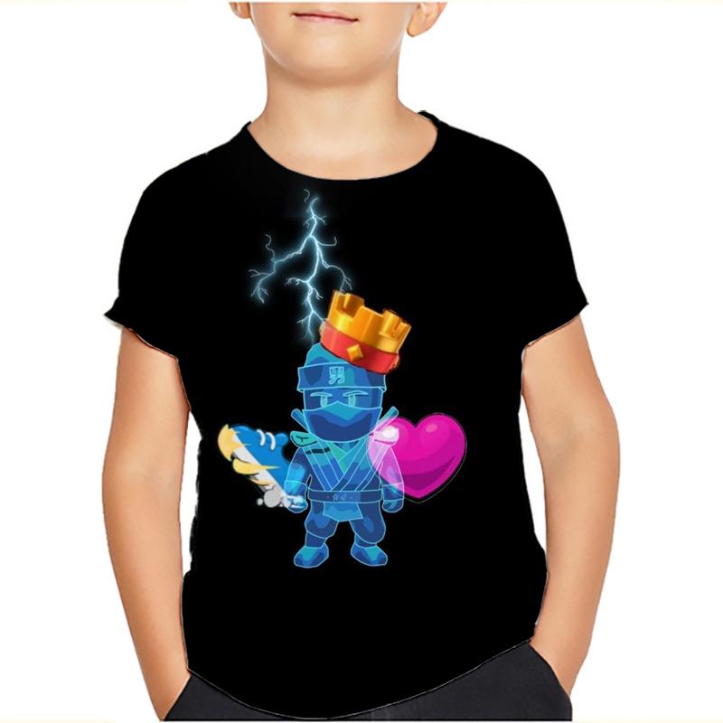 Футболки для детей Stumble Guys Stumble Game Cartoon 3D Print с коротким рукавом для мальчиков/девочек с круглым вырезом, модные футболки для мальчиков, футболки, топы, одежда