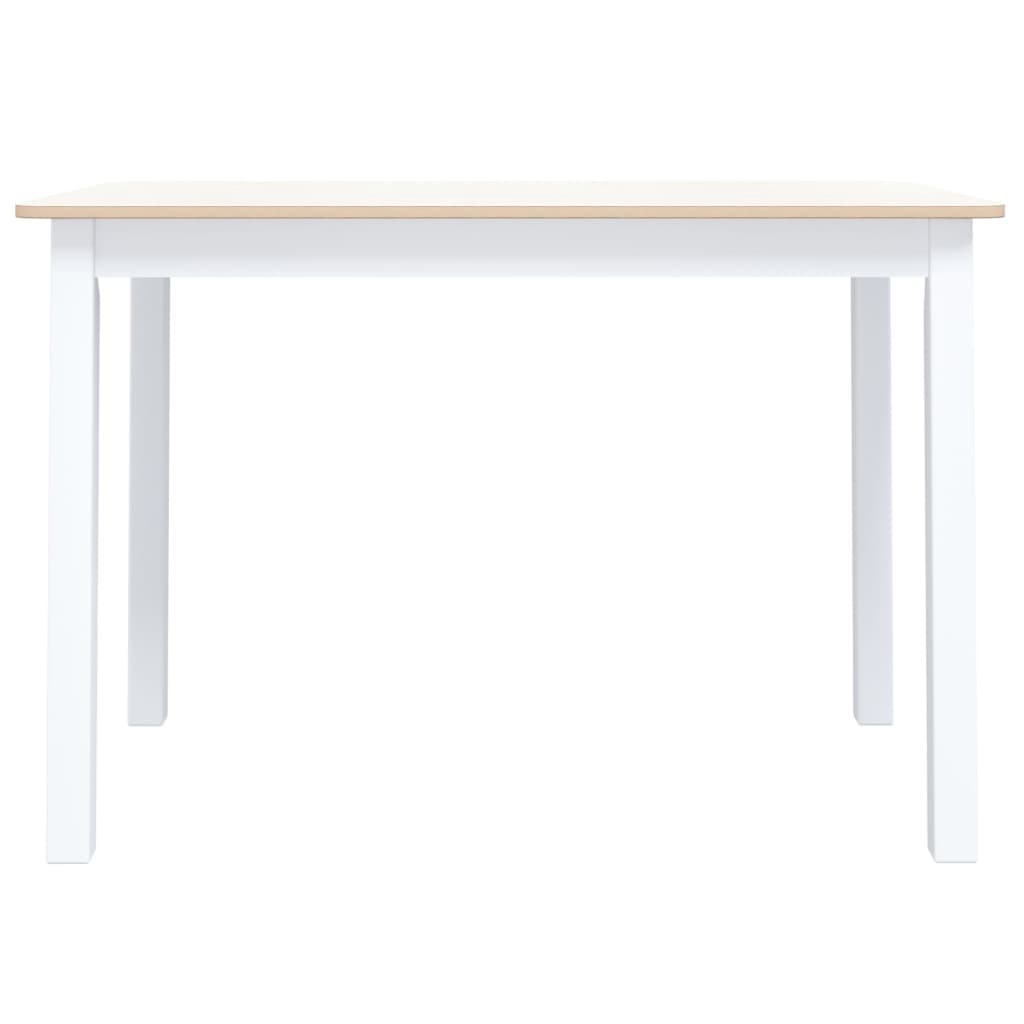 Dining Table White and Brown 114 x 71 x 75 cm Solid Rubberwood
