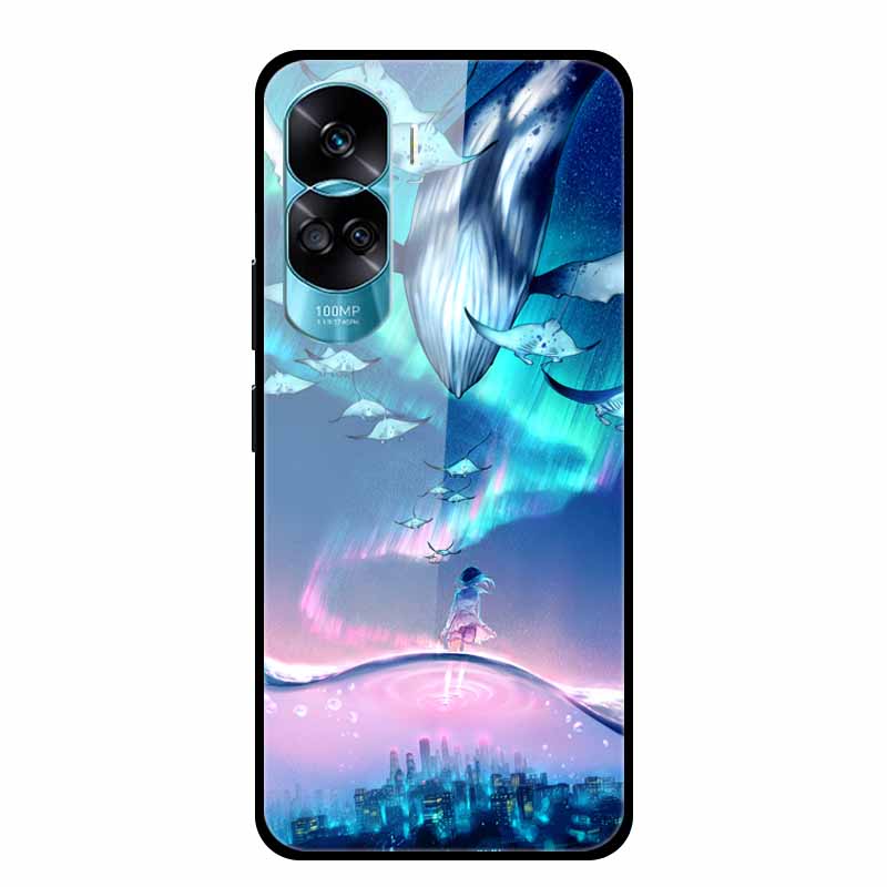 Чехол для Honor 90 Lite 5G 90Pro Закаленное Стекло Жесткая Задняя Крышка для Huawei Honor 90 Pro Мягкий Бампер Honor90 90Lite Fundas Роскошный