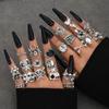 24-Piece Punk Skull Spider Ring Set: Dark Retro Hip-Hop Style