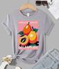 March Fruits Papaya Printing Retro Women Tshirt Trendy Slimming Tee Shirts Basics Short Sleeve Soft Female Comfortable Tee