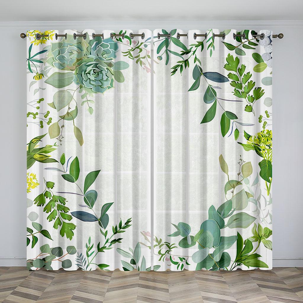 Весенний розовый зеленый цветок свадьба современная роза 3d 2 шт. бесплатная доставка тонкая занавеска для окна для гостиной спальни декор