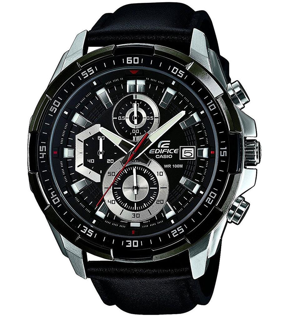 CASIO EDIFICE 100m Waterproof Chronograph Genuine Leather Belt Watch [Casio] EFR-539L-1A Men's [item]