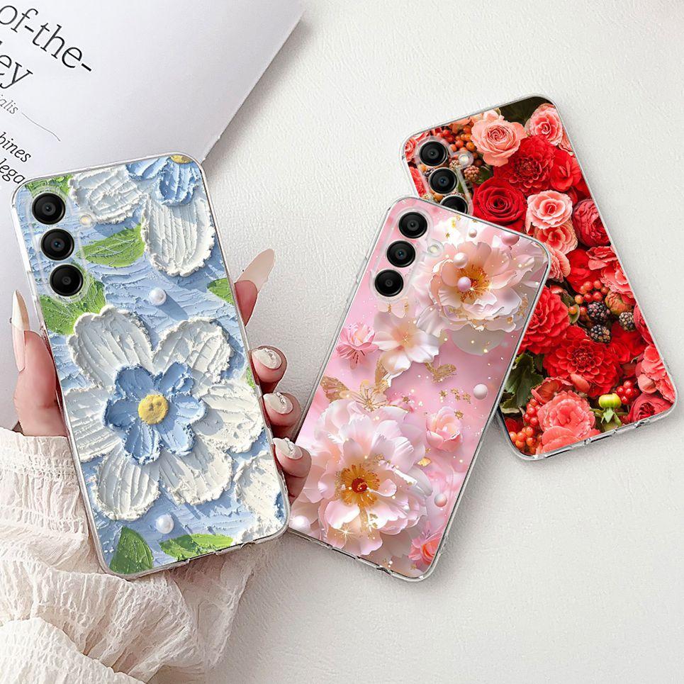 Back Cover For Samsung A16 A06 4G 5G Cartoon Dragon Flower Phone Case For Galaxy A26 A36 A56 5G Coque Bumper Soft Clear TPU Capa