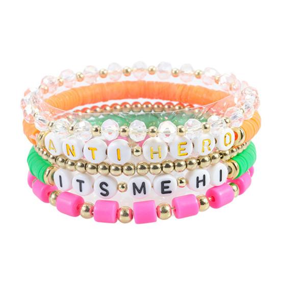 5 шт./компл. эластичный браслет с надписью «Singer Lover» из полимерной глины, браслет с бусинами, летний пляжный богемный многослойный браслет дружбы