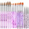 21Pcs Nail Art Pens Set Acrylic Brushes Uv Gel Pens 2-Ways Dotting Pens Fine Liner Brushes