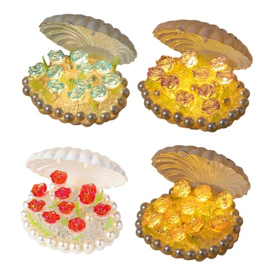 Роза Ночник Цветок Лампа Ракушка Свет Роза Спальня Настольные Лампы Теплый Свет Атмосферы Уникальные Подарки для Женщин Ее Подруги Жены