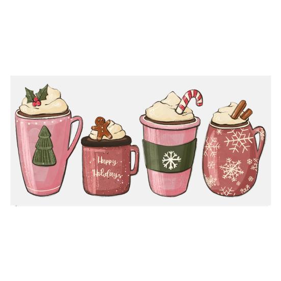 Наклейка на чашку Рождественская елка Санта-Клаус Водонепроницаемая самоклеящаяся Отличная липкость Противоскользящая прозрачная печать Кофейная чашка УФ DTF наклейка