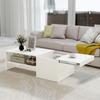 Rectangular Coffee Table Sliding Top Side Table Hidden Storage Open Shelf 110 X 52 X 36 Cm White