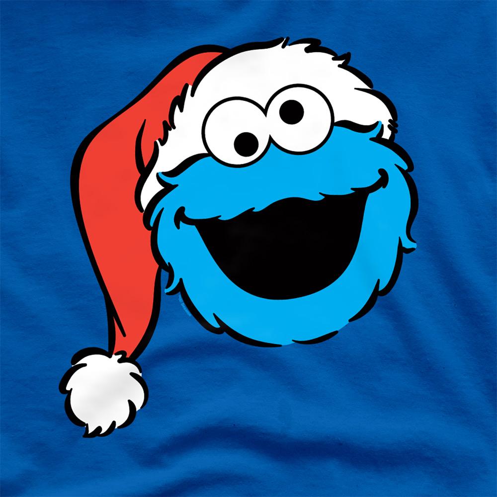 Sesame Street Unisex Adult Cookie Monster Santa Hat Christmas T-Shirt