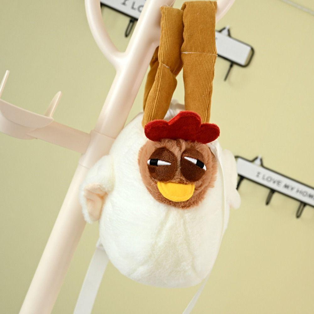 Adjustable Shoulder Strap Chicken Plush Bag Large Capacity Cartoon Tote Bag  Girls