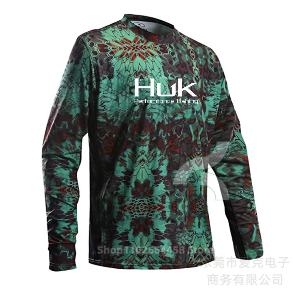HUK fishing suit sun protection summer outdoor sports long-sleeved Uv protective fishing shirt quick drying top men