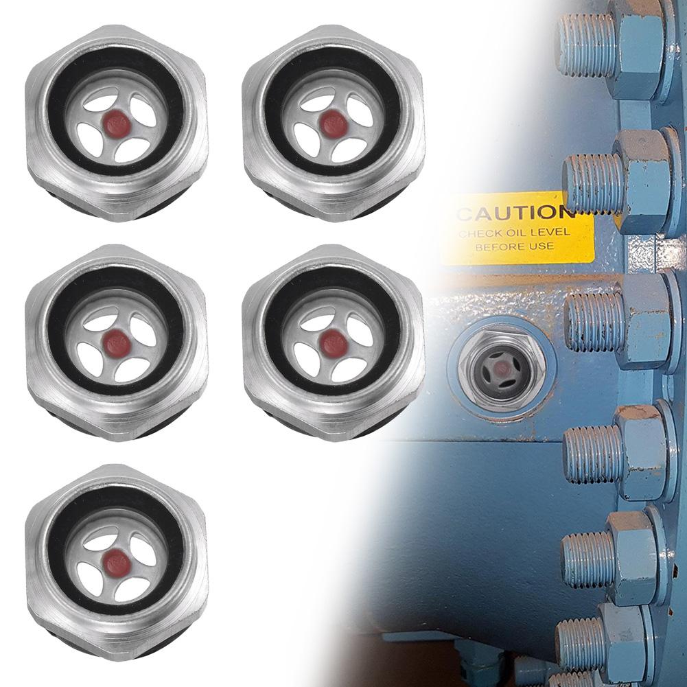 High quality Aluminum Air Compressor Oil Level Gauge Sight Glass 12 Male Thread for Easy Installation (Pack of 5)