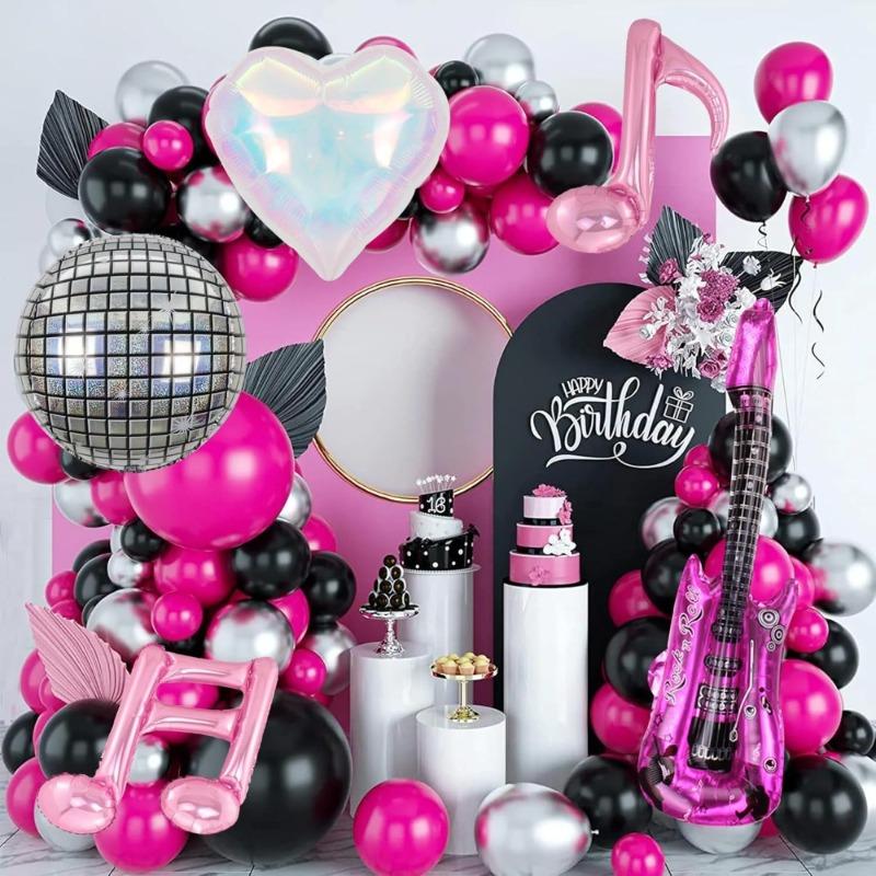 10pcs set Music Note Balloons Laser Rainbow Heart Disco Balloon Guitar Foil Balloon Concert Music Birthday Party Decoration
