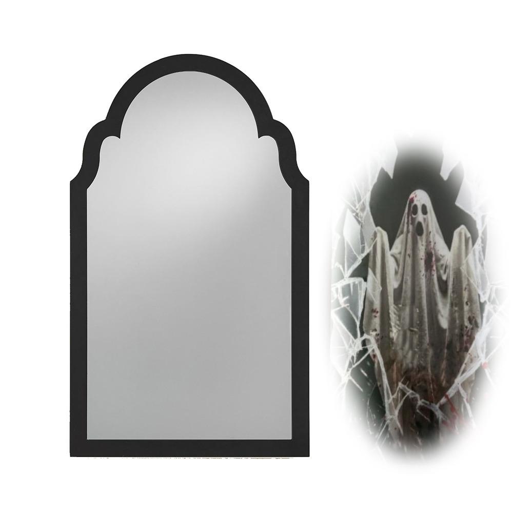 Battery Operated LED Mirror Decor Light Up Halloween Wall Decor Spooky Glowing Ghost Decor Bedroom