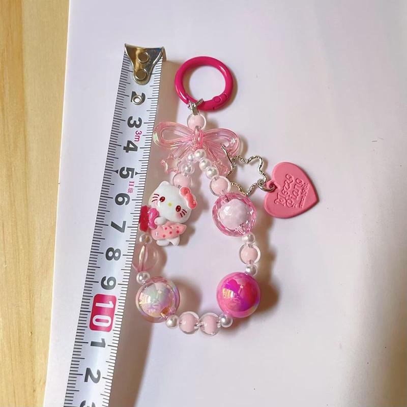 Цепочка для телефона Sanrio Хелло Китти Куроми Подвеска на рюкзак из бусин Милая брелок My Melody Ремешок для чехла мобильного телефона Шнурок Подарок для девочки