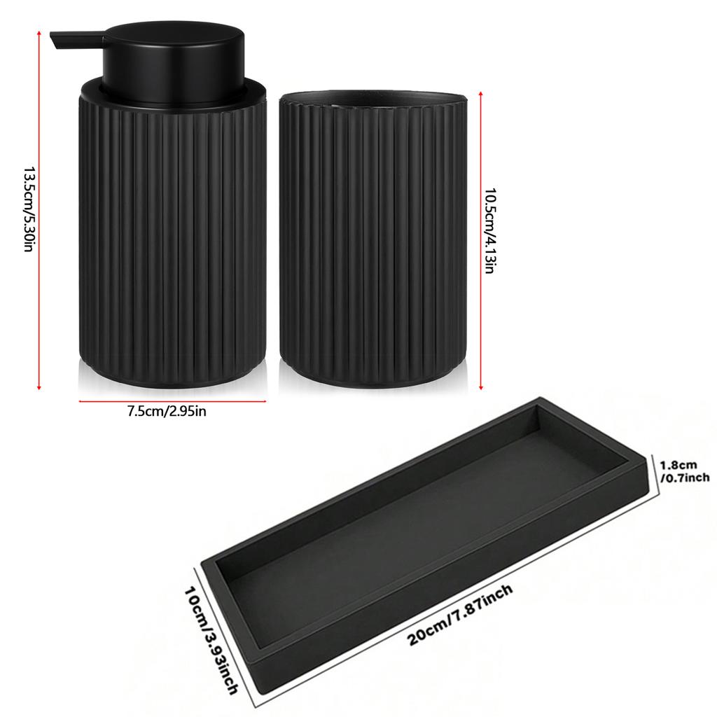 Черный дозатор для мыла с насосом, многоразовый дозатор для мыла для рук и посуды с силиконовым подносом для туалетных столиков или кухонной раковины