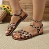 2025 Новые женские туфли с эластичной резинкой женские сандалии модные леопардовые принты летние повседневные удобные сандалии больших размеров на плоской подошвеzapatos