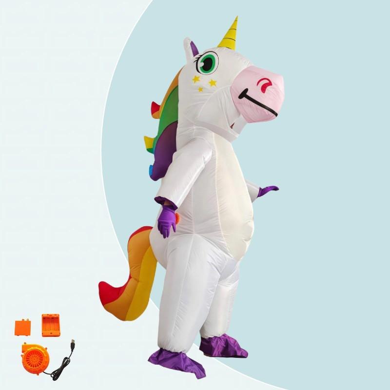Inflatable Unicorn Costume Halloween Party Performance - Cartoon Cute Air-Filled Outfit One Size Fits Most