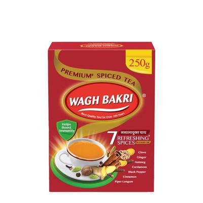 Wagh Bakri Премиальный пряный чай, упаковка 250 грамм | Черный чай с 7 экзотическими индийскими специями для масала-чая