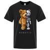 Mechanical Bear Casual Crew Neck Short Sleeve Comfort Top 100% Cotton Men's Summer Hip Hop T-Shirt Fashion Trend T-Shirt