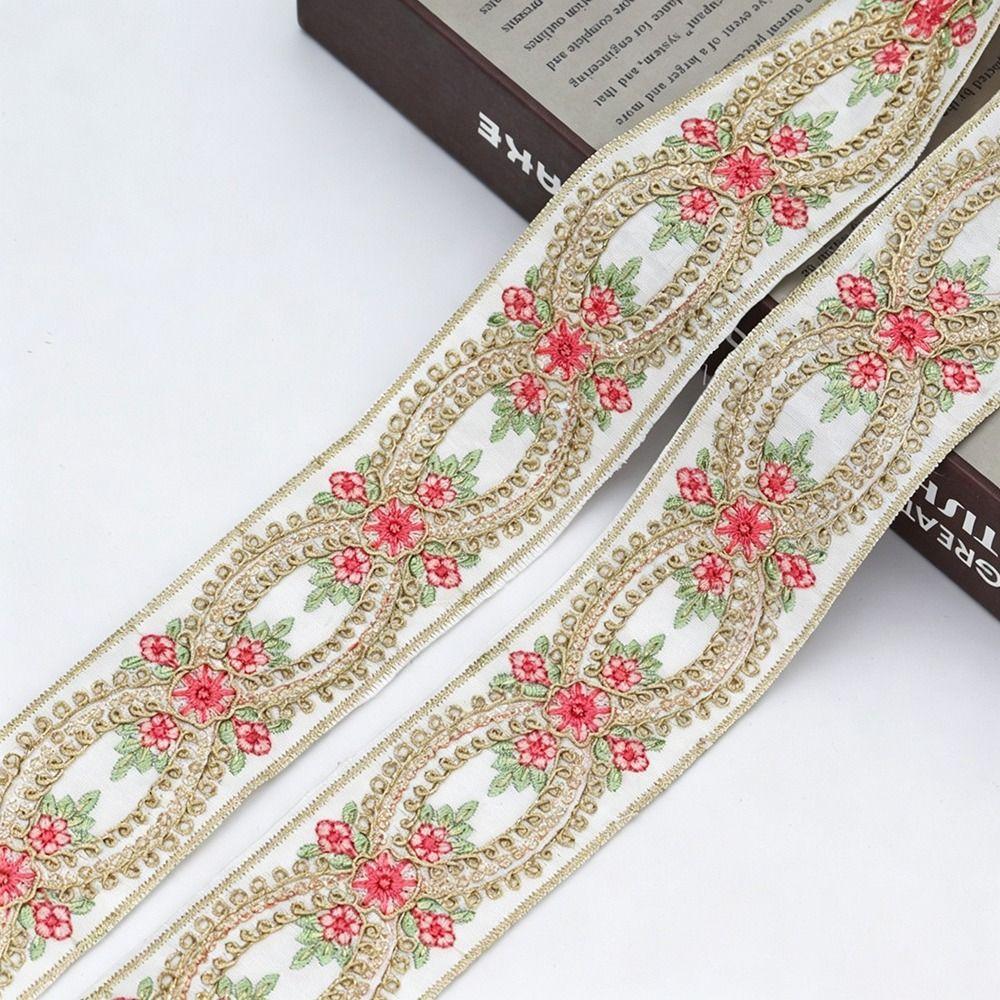 Gold Thread Sequins Fabric Webbing Ribbon 4.5cm Width Embroidery Lace Fabric For Dress Decoration