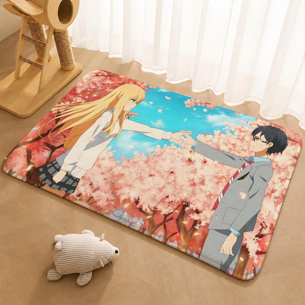 Your Lie in April Floor Mat Floor Mat Soft Flannel Non-Slip Door Rug for Living Room