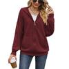 Ladies Casual Solid Breathable Jacket Long Sleeve Loose Zipper Lightweight Jacket with Pockets Loose Soft Fashion Hooded Sweatshirt Coat for Women
