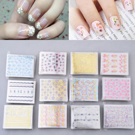 10 листов цветок наклейки для дизайна ногтей DIY наклейка смешанный стиль маникюр декор