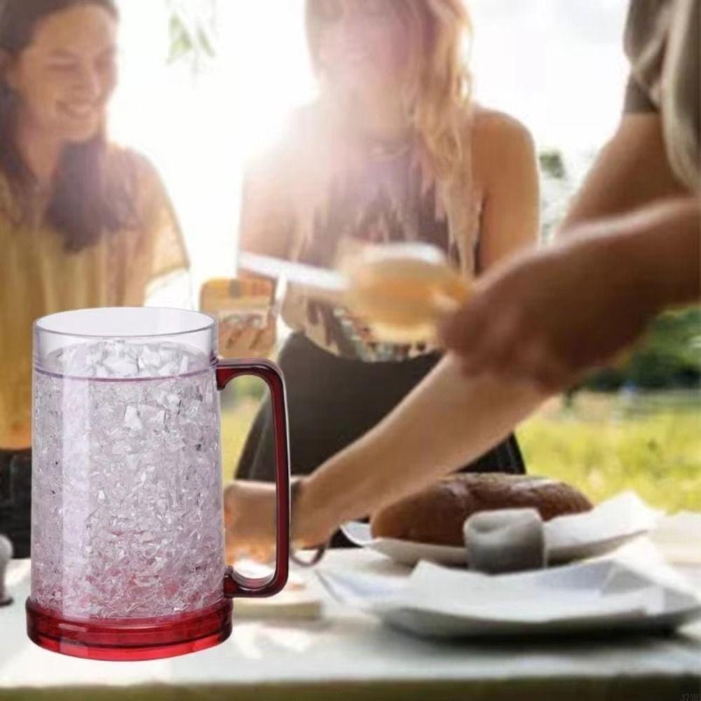 Double Wall Structure Double Wall Beer Mug Clear Transparent Body Beverage Cup Outdoor Parties