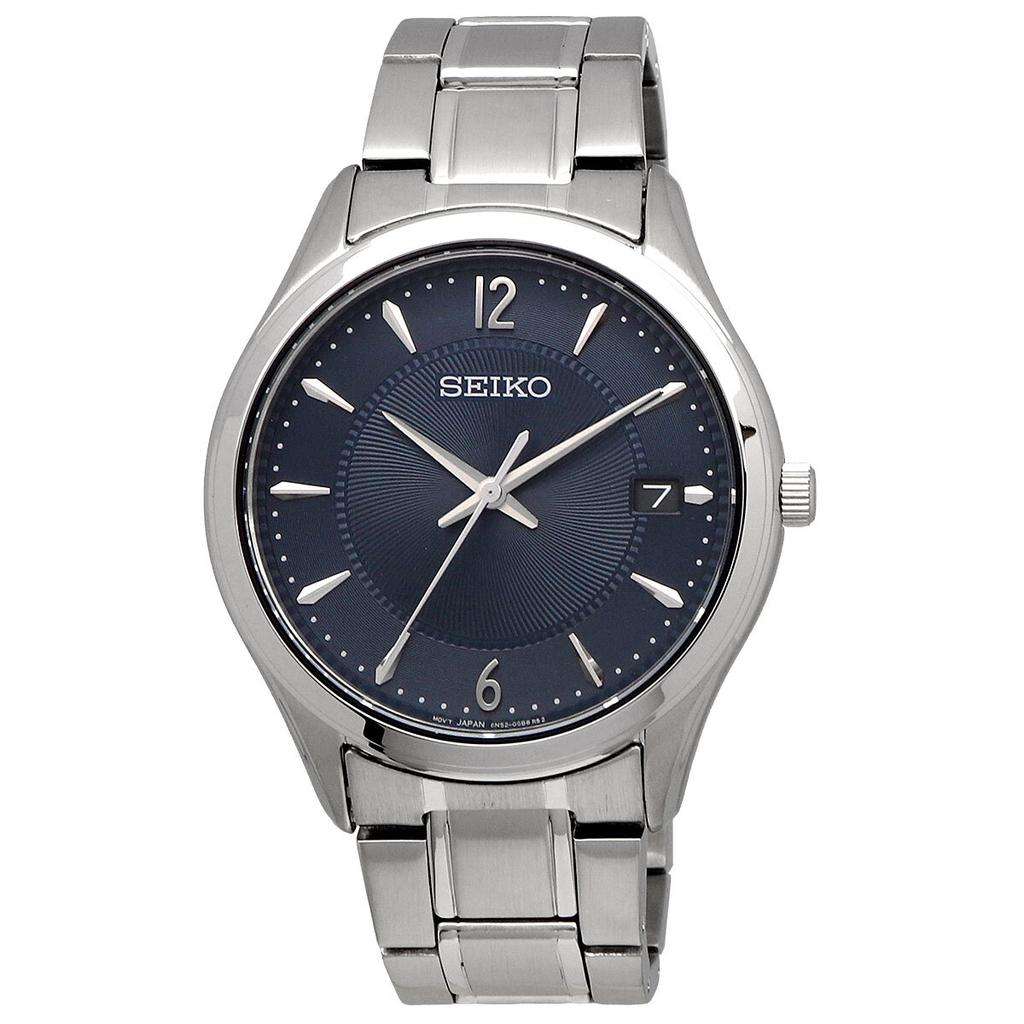SEIKO Сапфир 100м Водонепроницаемые Зарубежная модель Часы, Кварцевые, Хрусталь, Устойчивые, Простые, Мужские, Темно-синий, SUR419P1, [ d]