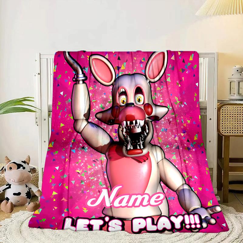 Custom Name Five Nights horror Theme Blanket bed sofa Blanket Flannel Blanket for Camping, Hiking, Picnic Essentials,gift for family and friends