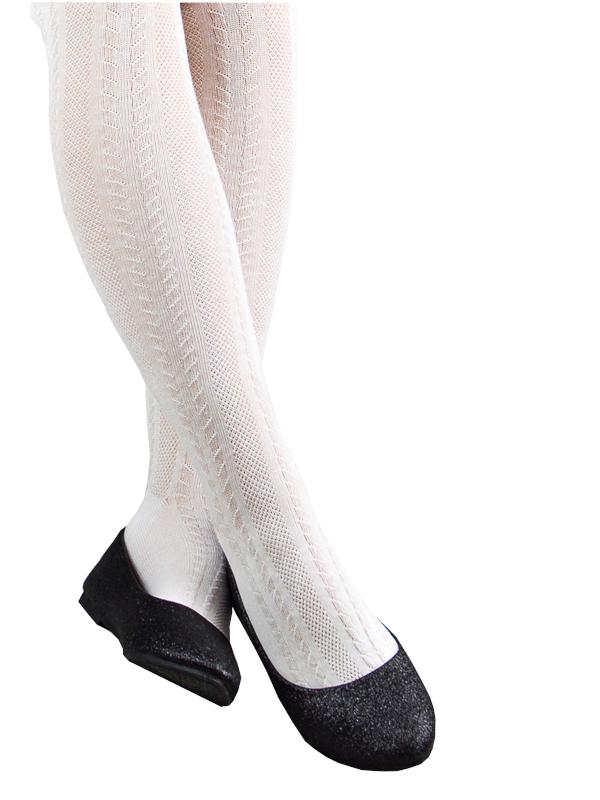 TIGHTS COTTON OPENWORK PATTERNS NOVITI white 68/74 V022H