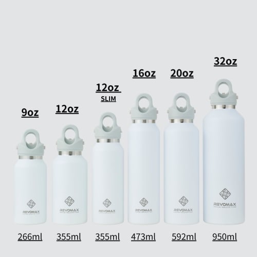 [REVOMAX Official] 20oz 592ml Carbonated Stainless Steel Bottle, Keeps Drinks Hot for 18 Hours, Cold for 36 Hours, Vacuum Insulated, Gift Idea, REVOMA