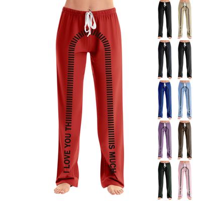 Женские пижамные штаны, одежда для сна, повседневные брюки с эластичной резинкой на талии, удобные прямые свободные брюки для йоги