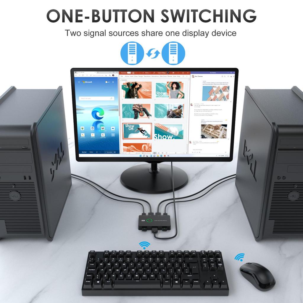 2-портовый USB/HDMI KVM-переключатель для совместного использования клавиатуры, мыши, принтера и монитора