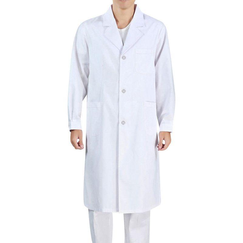 Удобная повседневная униформа врача медсестры с длинным рукавом, белый рабочий халат